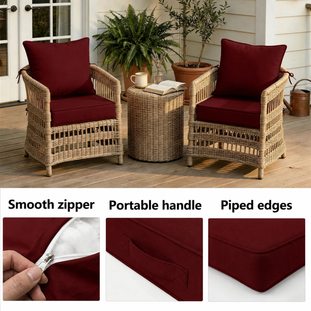 2 Pack Patio Cushion & Pillow Cover Set