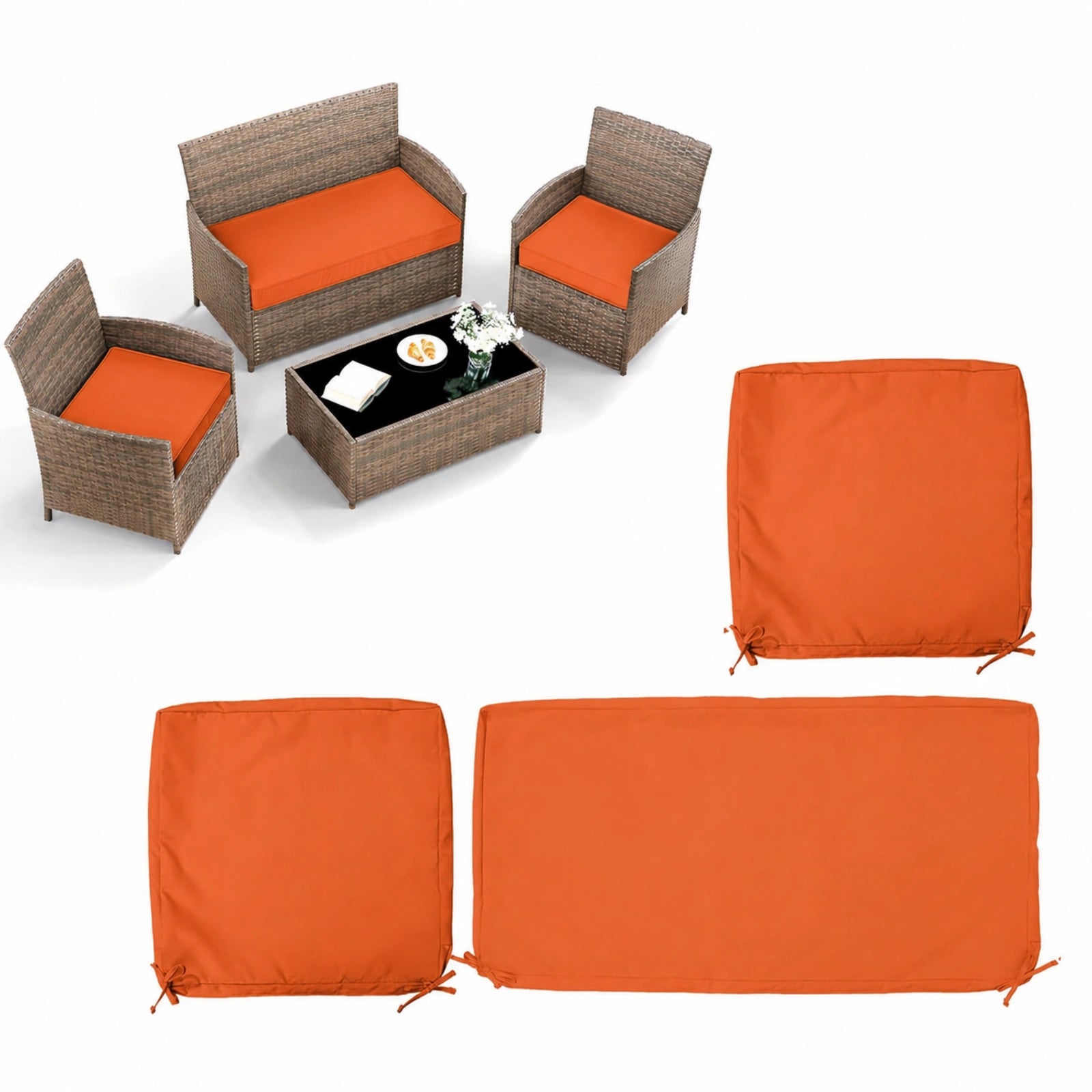 3PCS Outdoor Seat Replacement Cushion Covers
