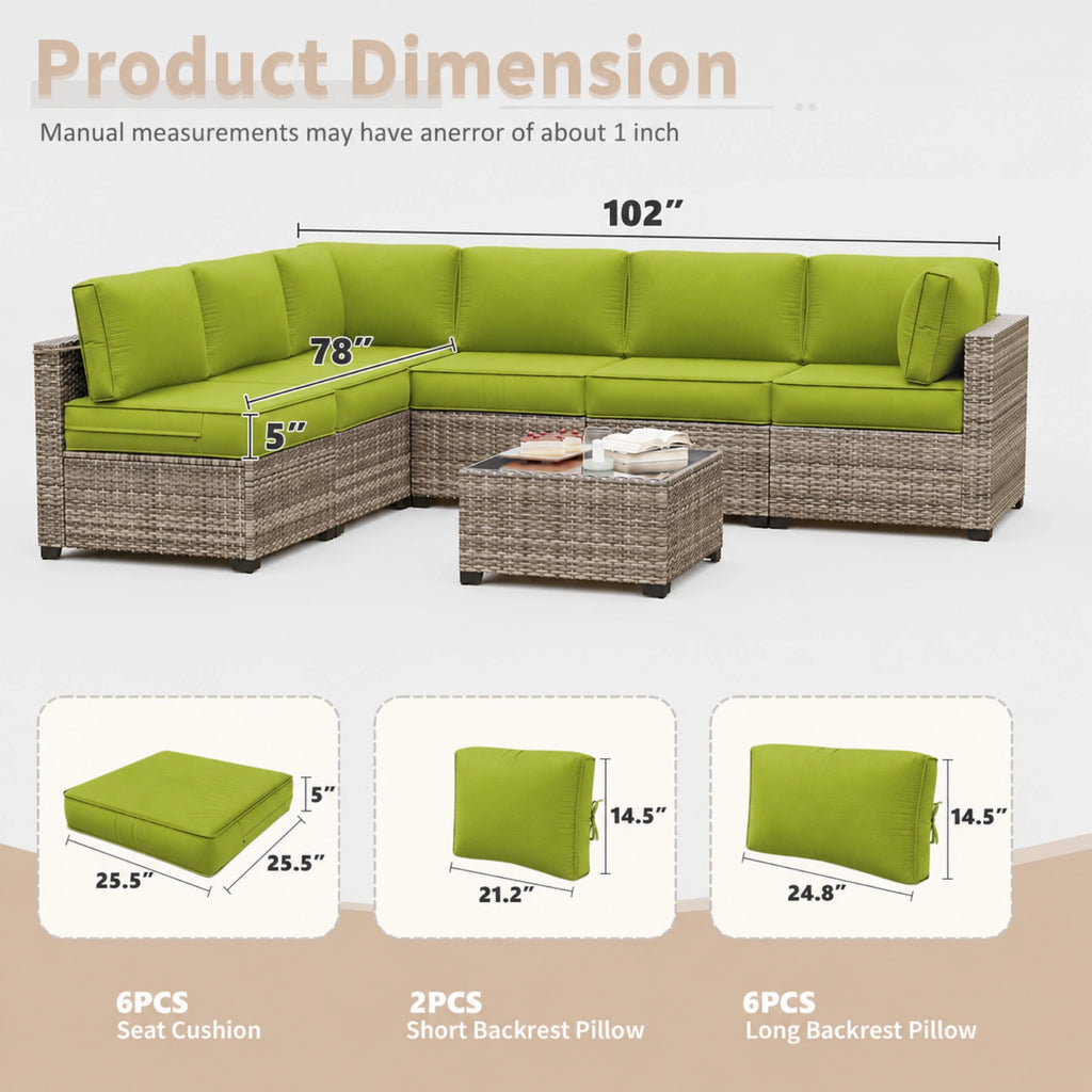 14-Piece Outdoor Sectional Replacement Cushions – Patio Cushion Set-