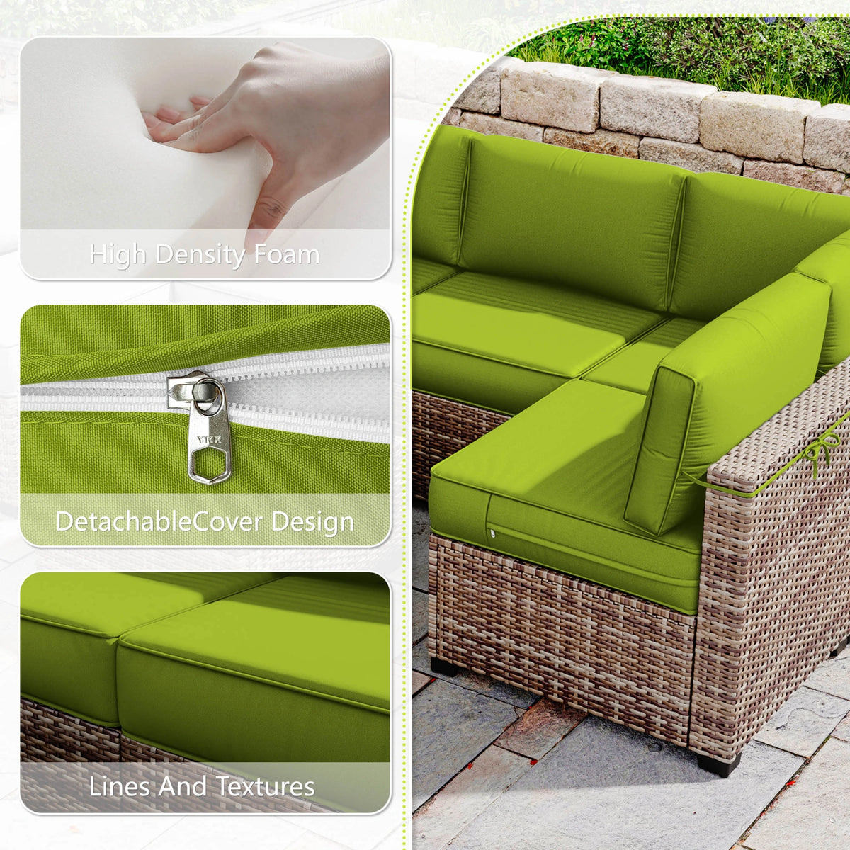 14-Piece Outdoor Sectional Replacement Cushions – Patio Cushion Set-