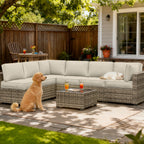 14-Piece Outdoor Sectional Replacement Cushions – Patio Cushion Set-Cream