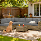 14-Piece Outdoor Sectional Replacement Cushions – Patio Cushion Set-Light Gray