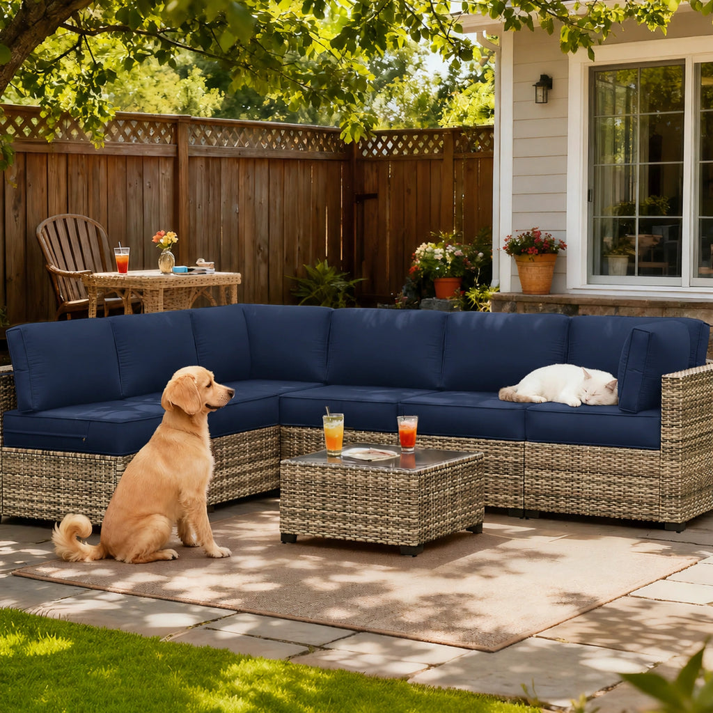 14-Piece Outdoor Sectional Replacement Cushions – Patio Cushion Set-Navy