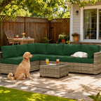 14-Piece Outdoor Sectional Replacement Cushions – Patio Cushion Set-Olive Green