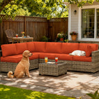 14-Piece Outdoor Sectional Replacement Cushions – Patio Cushion Set-Orange Red