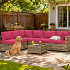 14-Piece Outdoor Sectional Replacement Cushions – Patio Cushion Set-Pink