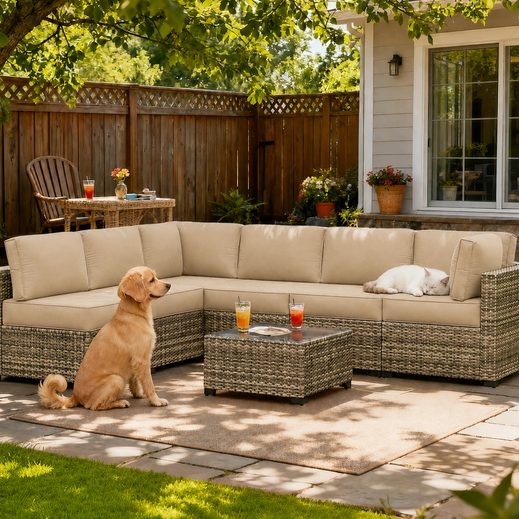 14-Piece Outdoor Sectional Replacement Cushions – Patio Cushion Set-Sand