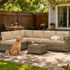 14-Piece Outdoor Sectional Replacement Cushions – Patio Cushion Set-Sand