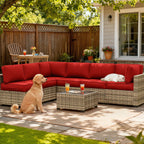 14PCS Patio Sectional Cushion Set, 5" thickness Red