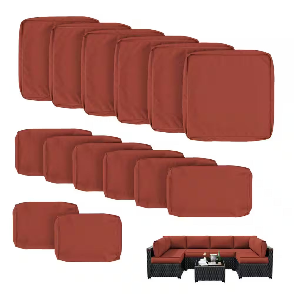 WNP cushion 14PCS Outdoor Replacement Cushion Covers for Patio Furniture Terra Red