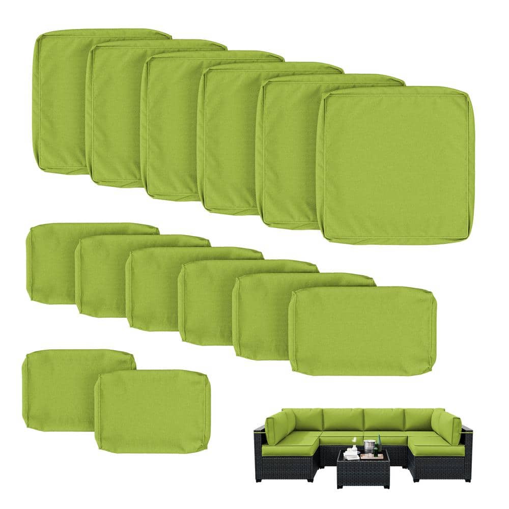 WNP cushion 14PCS Outdoor Replacement Cushion Covers for Patio Furniture Grass Green
