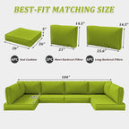 WNP cushion 14PCS Patio Sectional Cushion Set, 5" thickness