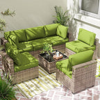 WNP cushion 14PCS Outdoor Sectional Cushion Set, 4" thickness Grass Green