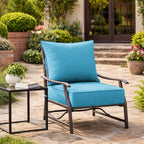 Outdoor Deep Seat Cushion Pillow Set Aqua Blue