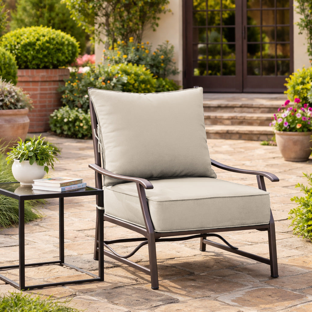 Outdoor Deep Seat Cushion Pillow Set Cream