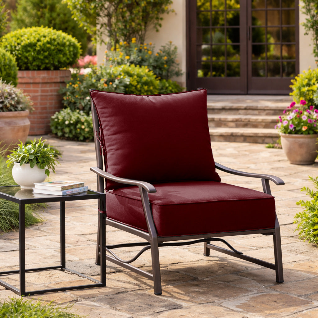 Outdoor Deep Seat Cushion Pillow Set Burgundy