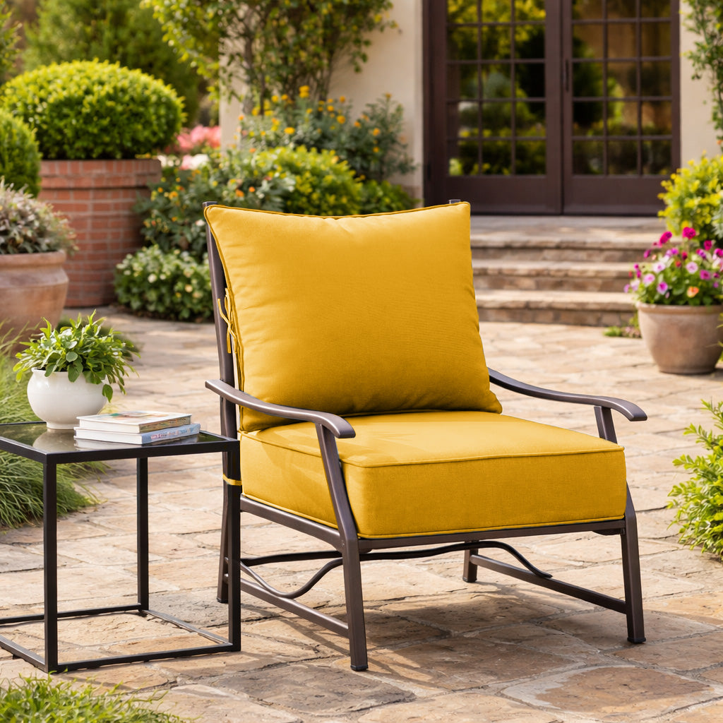Outdoor Deep Seat Cushion Pillow Set Yellow