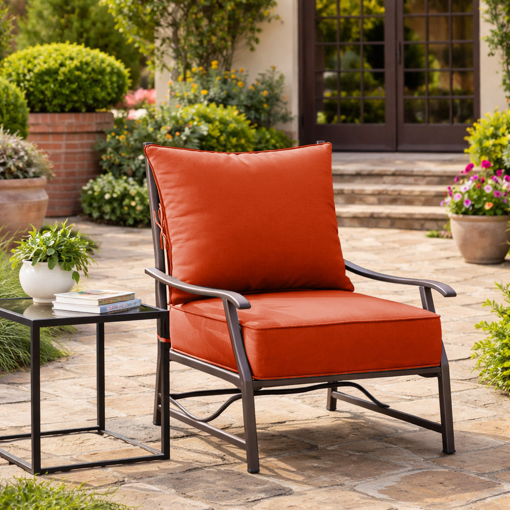 Outdoor Deep Seat Cushion Pillow Set Orange Red