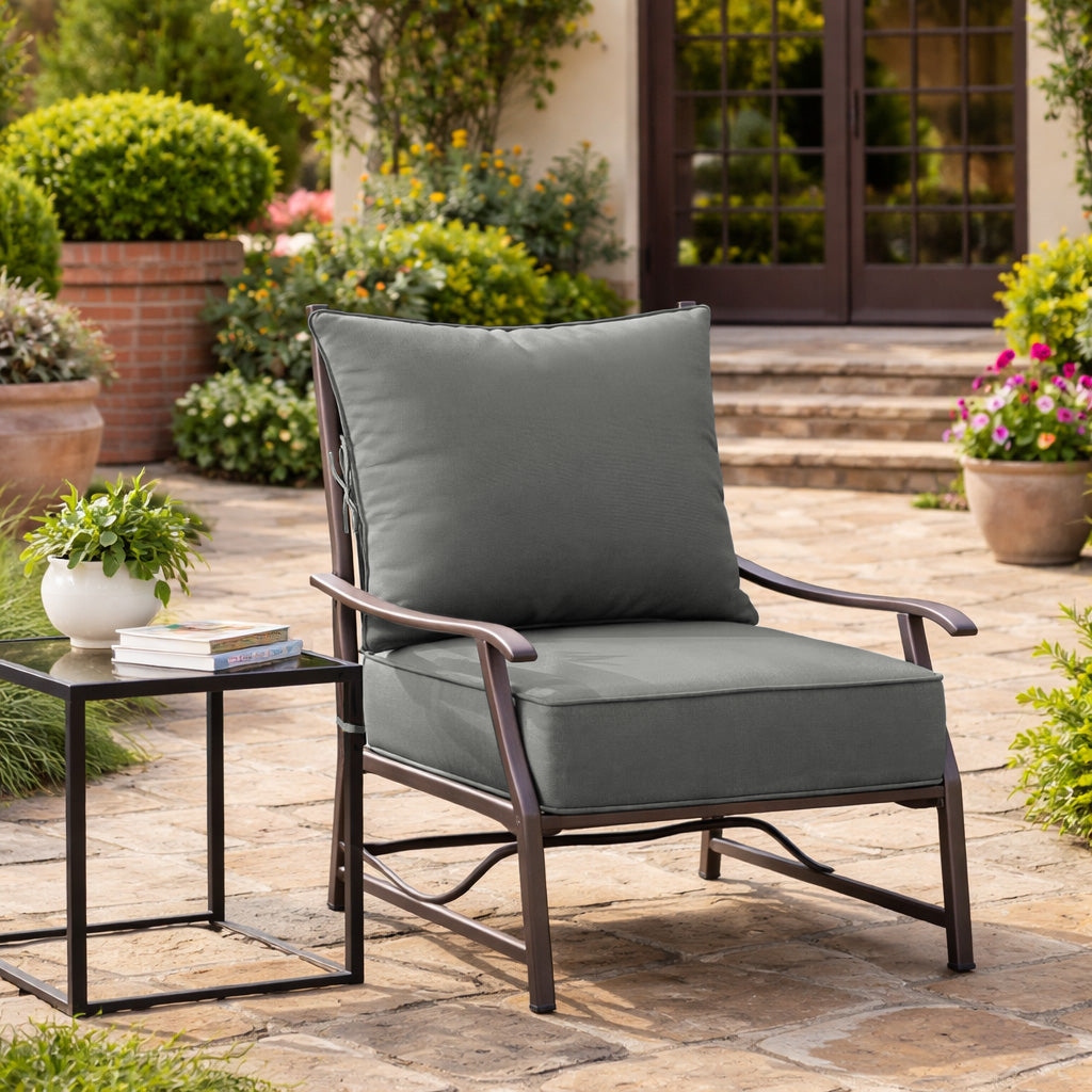 Outdoor Deep Seat Cushion Pillow Set Light Gray