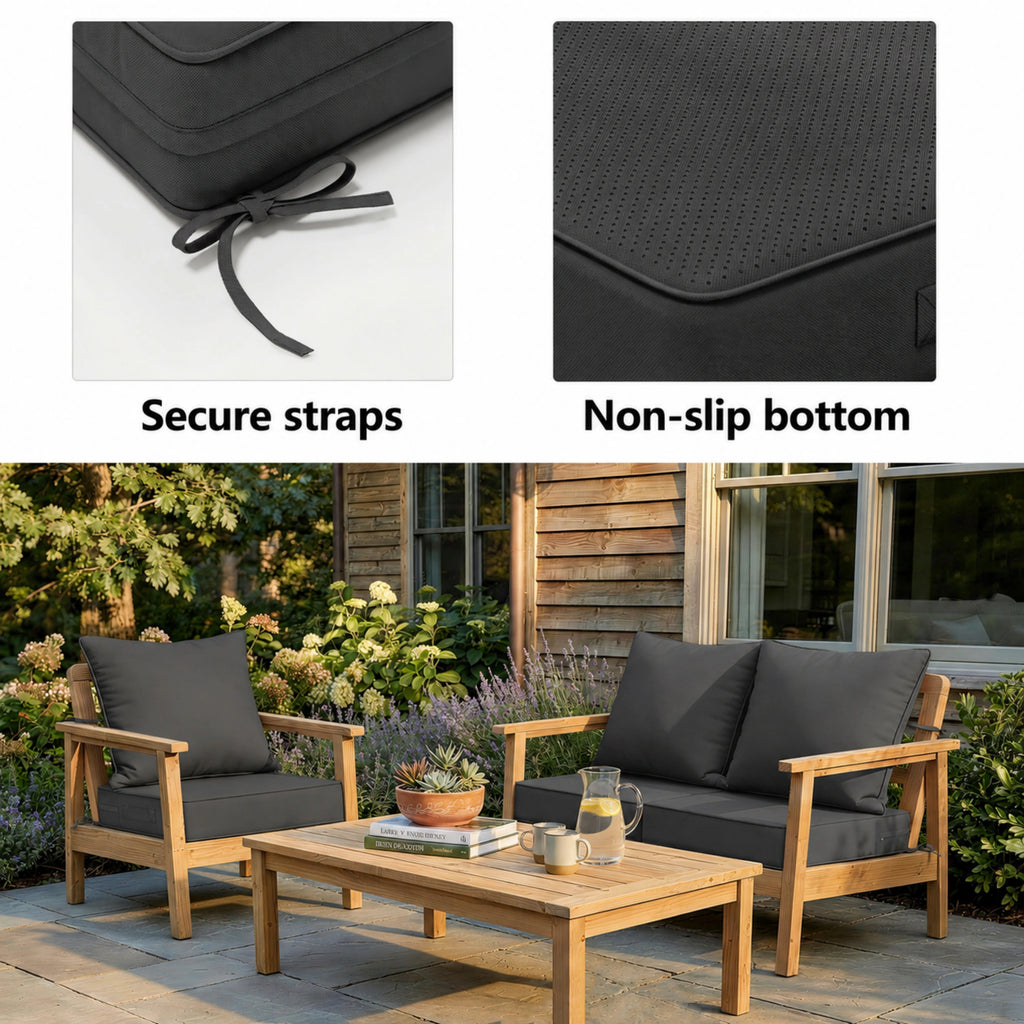2 Pack Patio Cushion & Pillow Cover Set