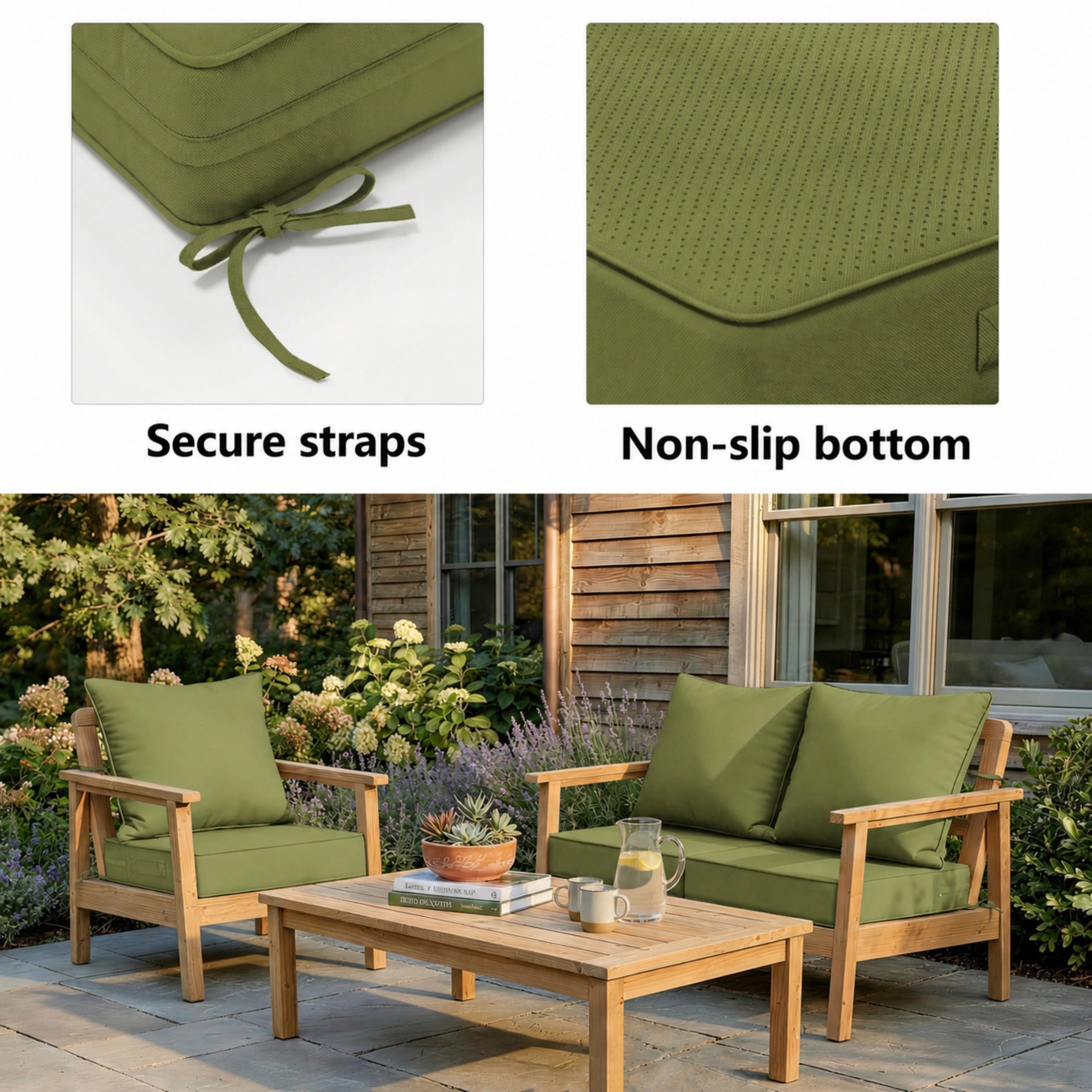 2 Pack Patio Cushion & Pillow Cover Set