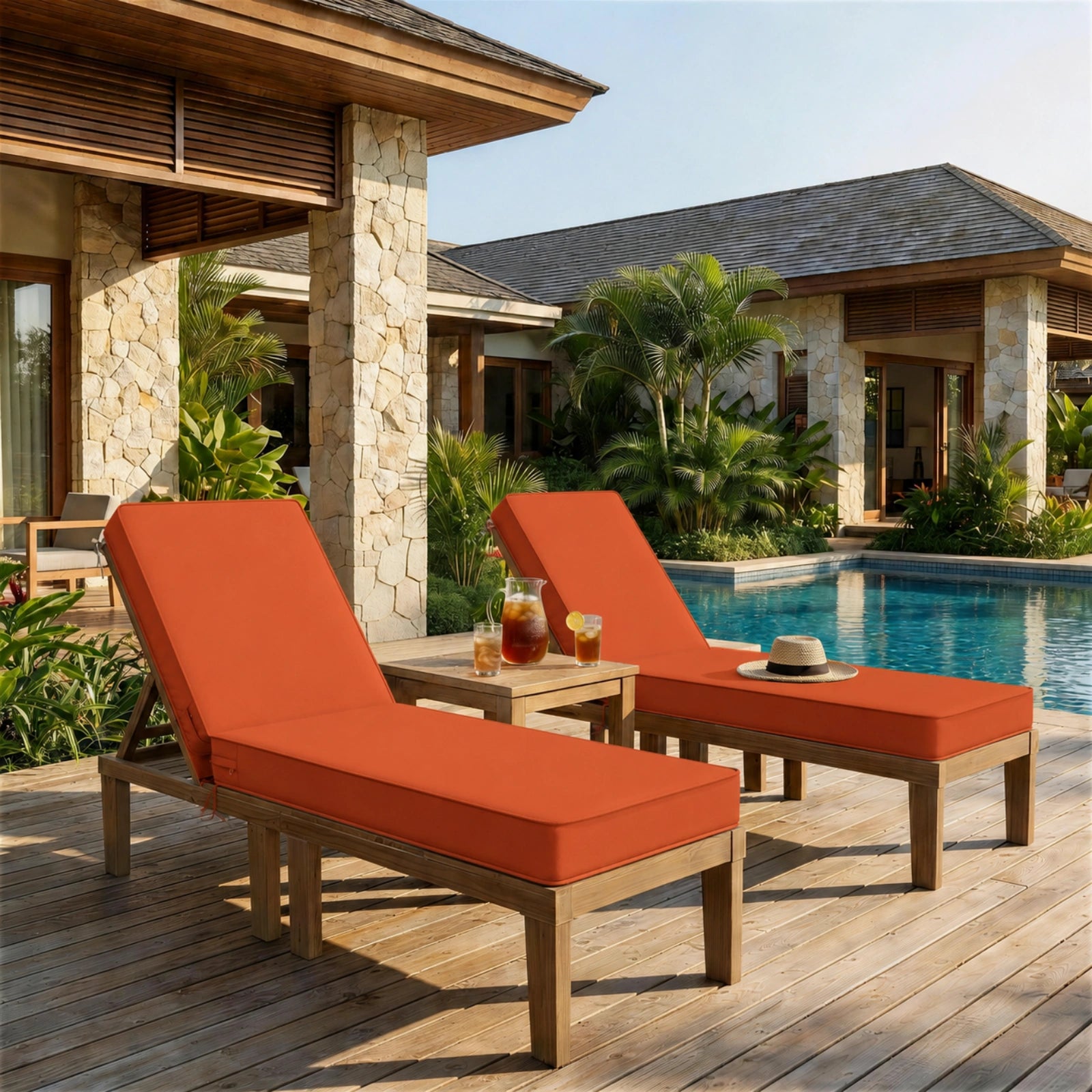 2 Pack Outdoor Chaise Lounge Cushions-