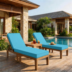 2 Pack Outdoor Chaise Lounge Cushions-Aqua Blue