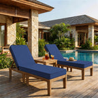 2 Pack Outdoor Chaise Lounge Cushions-Blue