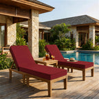 2 Pack Outdoor Chaise Lounge Cushions-Burgundy