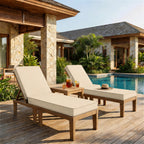 2 Pack Outdoor Chaise Lounge Cushions-Cream