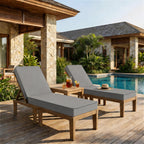2 Pack Outdoor Chaise Lounge Cushions-Light Gray