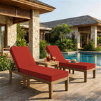 2 Pack Outdoor Chaise Lounge Cushions-Orange Red