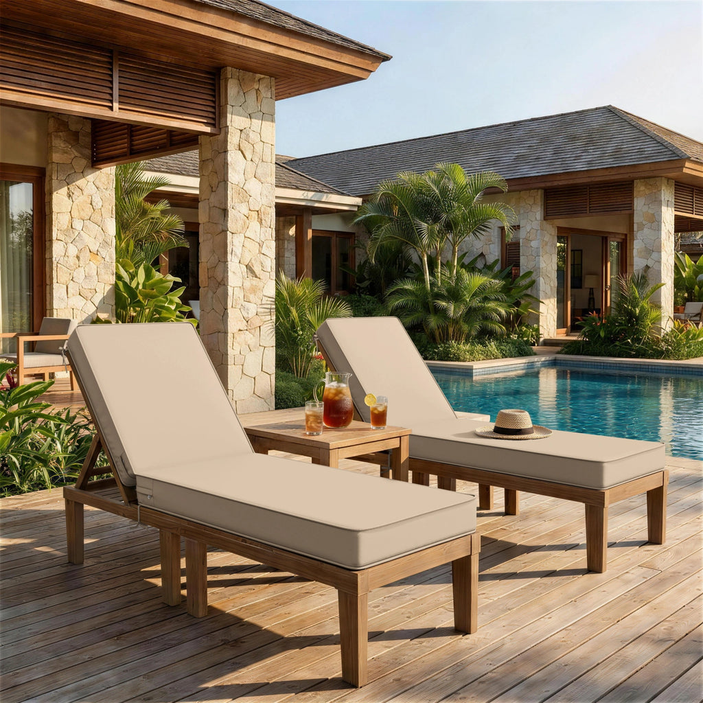 2 Pack Outdoor Chaise Lounge Cushions-Sand