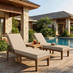 2 Pack Outdoor Chaise Lounge Cushions-Sand