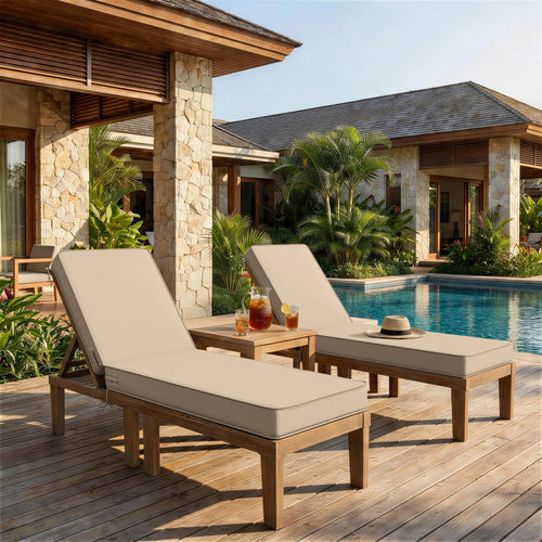 2 Pack Outdoor Chaise Lounge Cushions-Sand