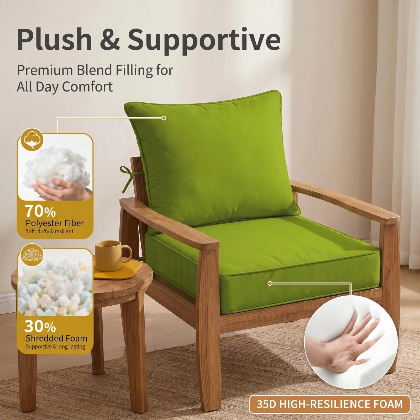 2 Pack Outdoor Deep Seat Cushion Pillow Set-