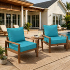 2 Pack Outdoor Deep Seat Cushion Pillow Set-Aqua Blue