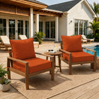 2 Pack Outdoor Deep Seat Cushion Pillow Set-Orange Red