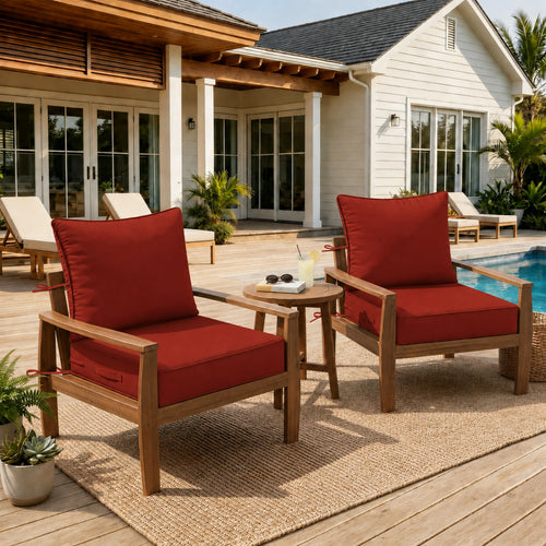 2 Pack Outdoor Deep Seat Cushion Pillow Set-Terra Red