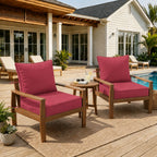 2 Pack Outdoor Deep Seat Cushions – Seat & Back Cushion Sets-Fuchsia-red