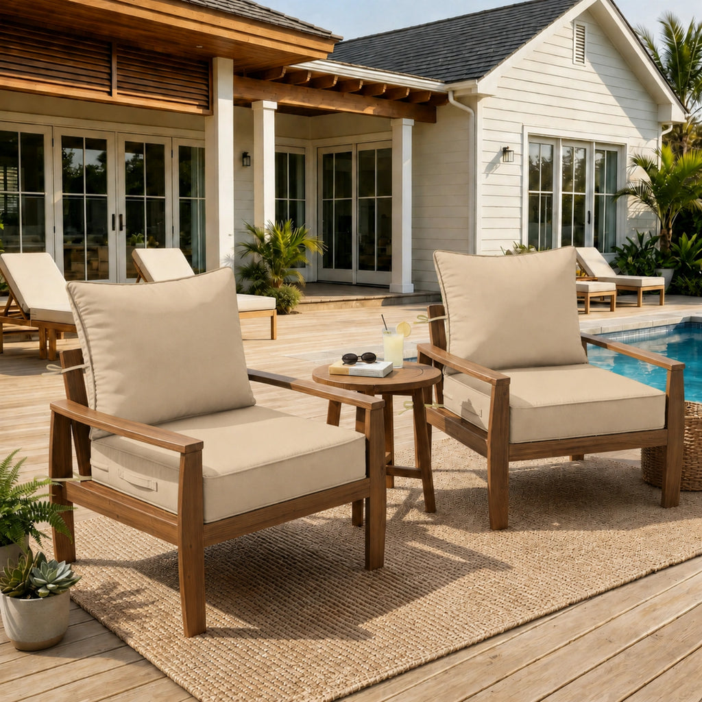 2 Pack Outdoor Deep Seat Cushions – Seat & Back Cushion Sets-Sand
