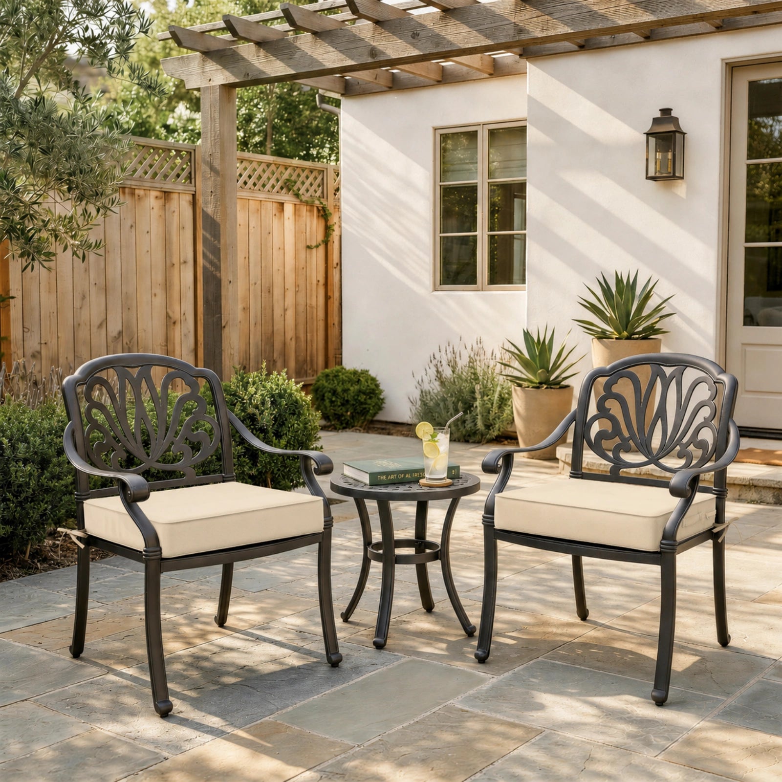 2 Pack Outdoor Seat Cushions-Cream