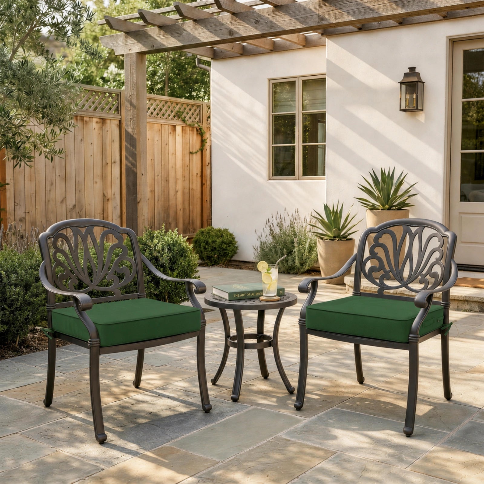 2 Pack Outdoor Seat Cushions-Olive Green