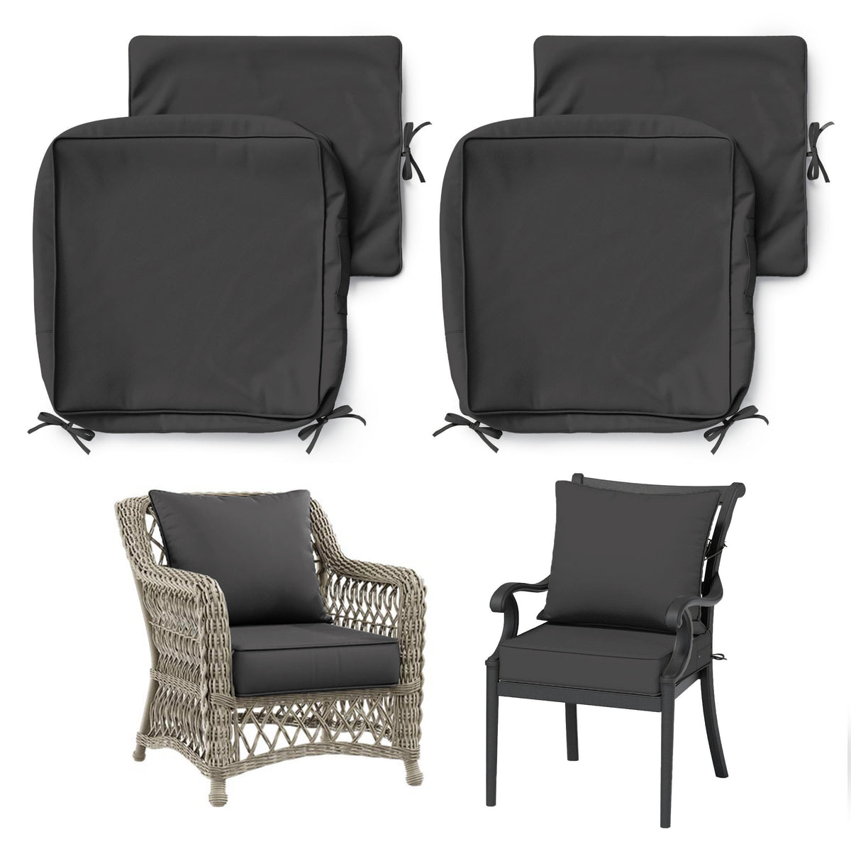 2 Pack Patio Cushion & Chair Cover Set-