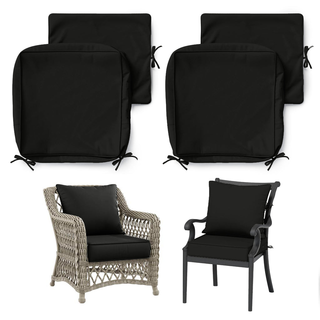 2 Pack Patio Cushion & Chair Cover Set-Black