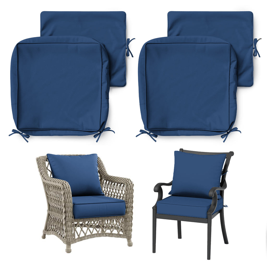 2 Pack Patio Cushion & Chair Cover Set-Blue