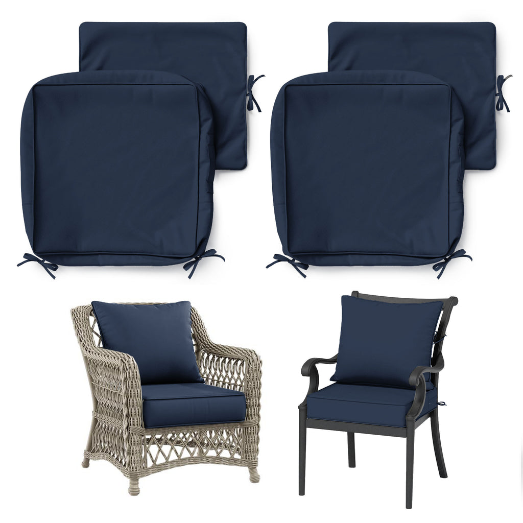 2 Pack Patio Cushion & Chair Cover Set-Navy