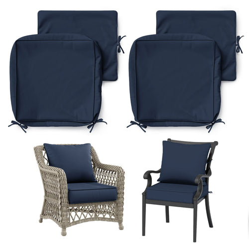 2 Pack Patio Cushion & Chair Cover Set-Navy