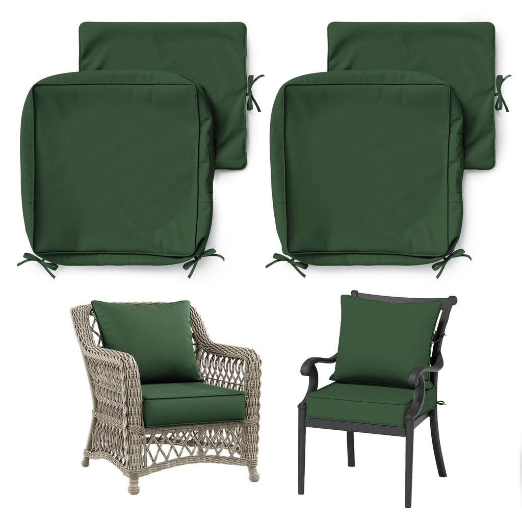 2 Pack Patio Cushion & Chair Cover Set-Olive Green