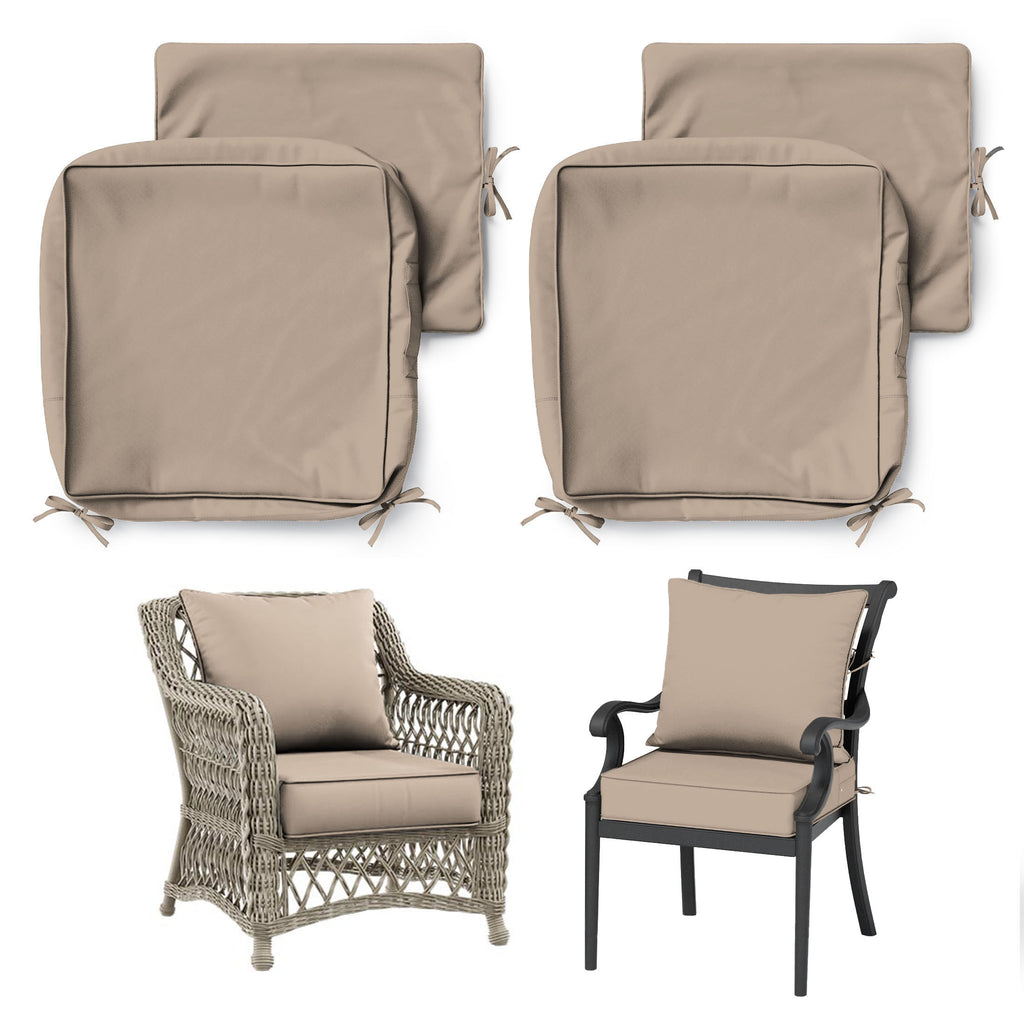 2 Pack Patio Cushion & Chair Cover Set-Sand